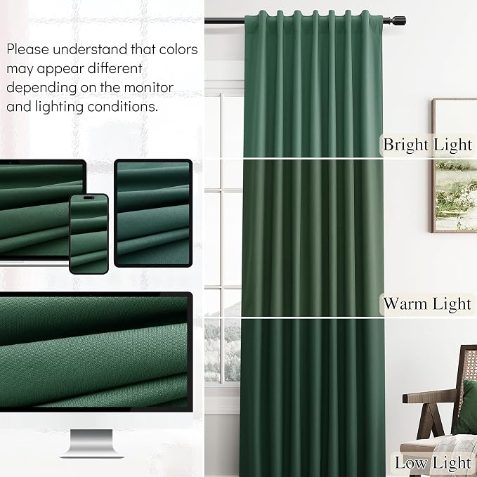 Green Linen 100% Blackout Curtains - Image 7