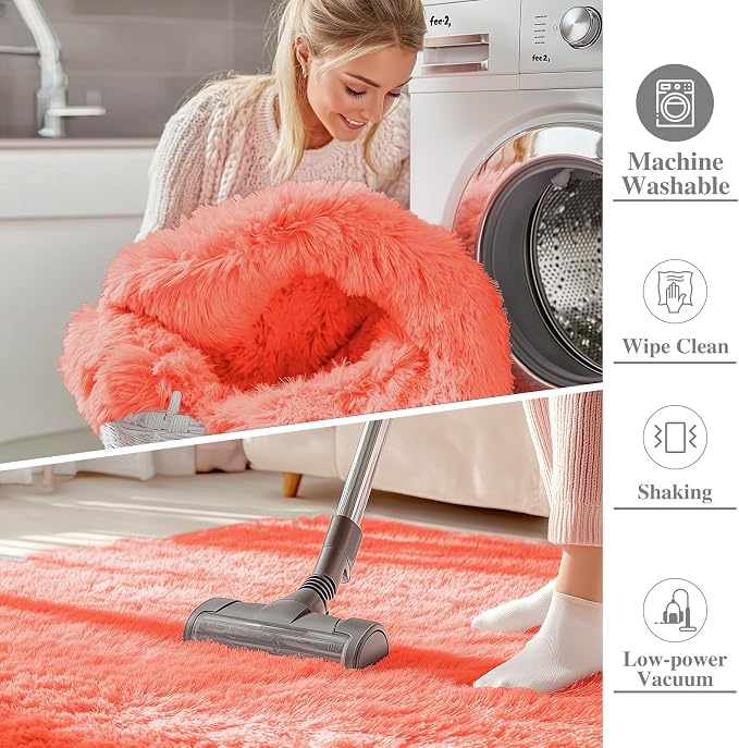 OLANLY 3x5 Machine Washable Small Bedside Rug, Soft Fluffy Shaggy Rugs - Image 2