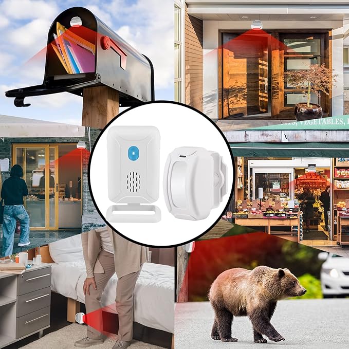 KCMYTONER Wireless Motion Sensor Detector Security Alarm Chime, Motion Sensor Doorbell, Door Chime for Business Entry, Shop Store Office Home Front Door Entry, 2 Receiver 1 Motion Sensor