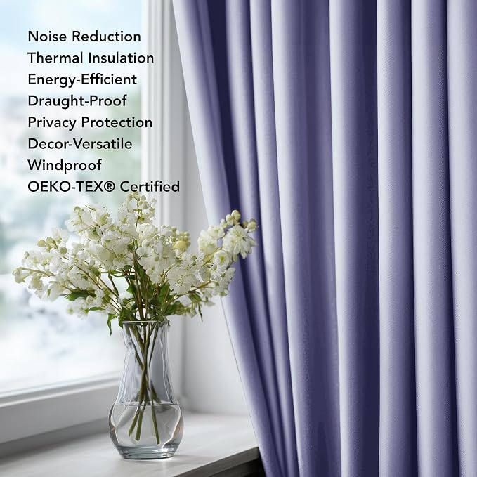 Deconovo Blackout Curtains for Bedroom and Living Room 54 Inches Long | Black - Image 3