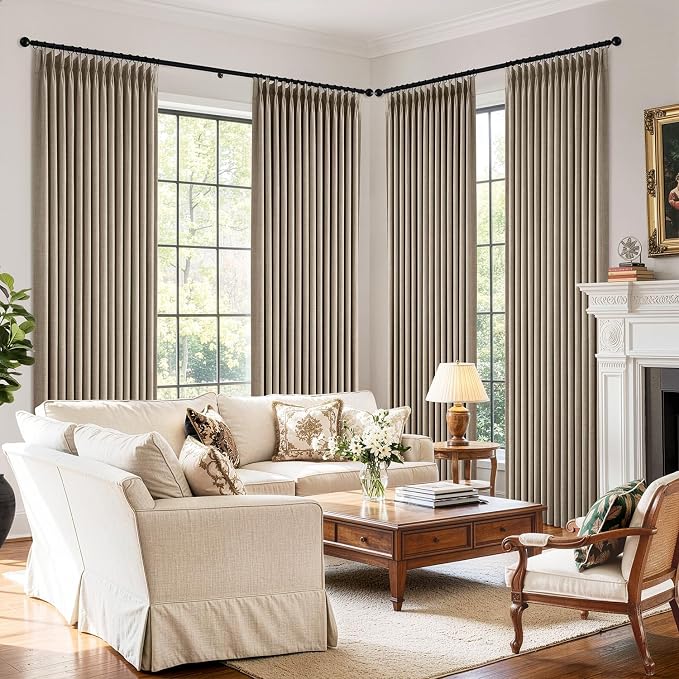 MIULEE Pinch Pleated 100% Blackout Curtains 40"x96" Burlywood Birch 4 Panel | - Image 6