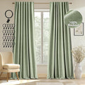 MIULEE 100% Blackout Curtains Linen Curtains & Drapes 96 Inch, Sage Green | 2 by MIULEE