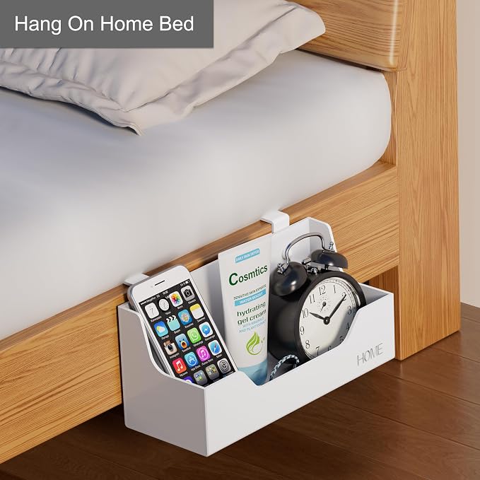 Bedside Caddy Hanging Storage Basket Little Size Plastic Beside Shelf Hang-on - Image 5