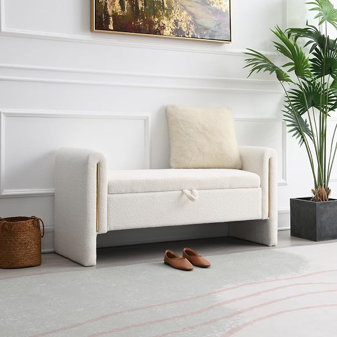 Modern Teddy Fabric Bed End Bench by Unknown