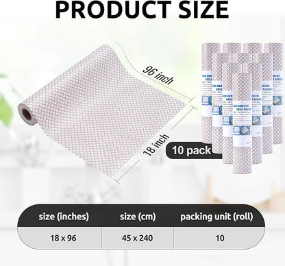 RAY STAR 18X96 Inch Shelf Liner for Kitchen Cabinets, Non-Adhesive Cabinet Liner Washable, PVC Drawer Liner for Dresser Non-Slip Bathroom (Circle)(10 Roll)