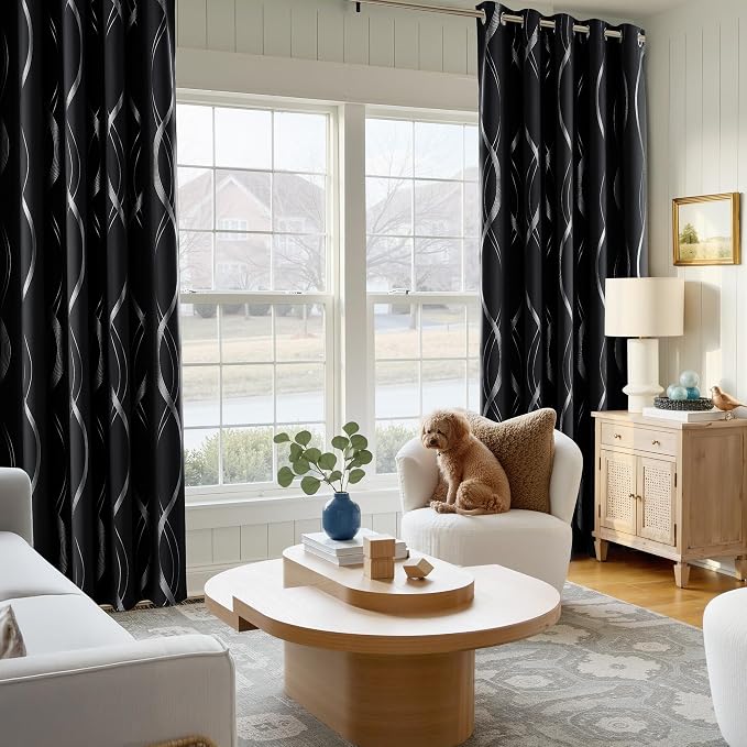 NICETOWN Black Out Grommet Pattern Curtain Panels 84 inches Long | Light - Image 5