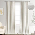 Extra Long 100% Blackout Linen Curtains by Joywell