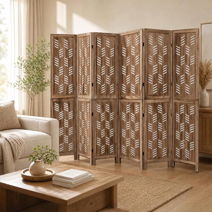 GIANTEX 6 Panel Folding Room Divider, Wood Privacy Screen - Image 2