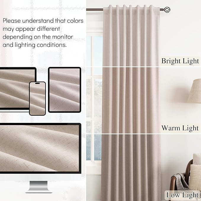Champagne Linen 100% Blackout Curtains - Image 9