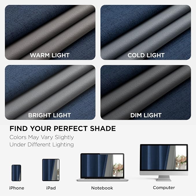 Joydeco Denim Blue Blackout Curtains 72 Inches Long, Room Darkening Curtains 2 - Image 8