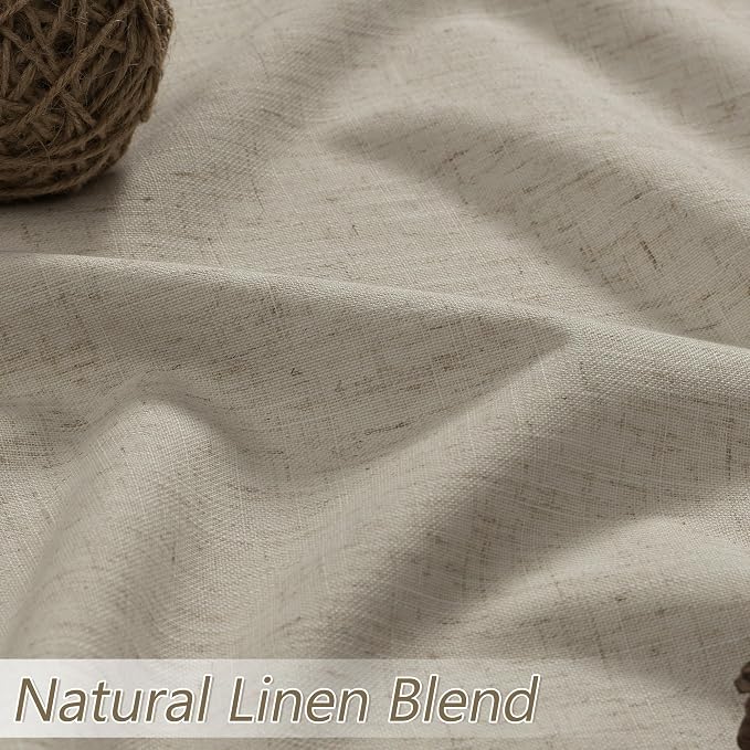 100% Blackout Linen Curtains for Bedroom 90 inches Long, Thermal Insulated Room - Image 3