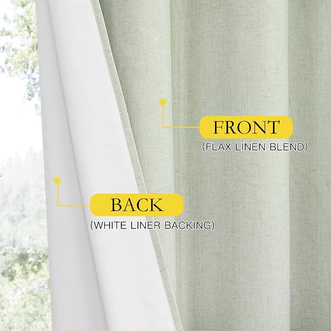 NICETOWN Sage Green Living Room Completely Shaded Linen Textured Draperies - Image 5