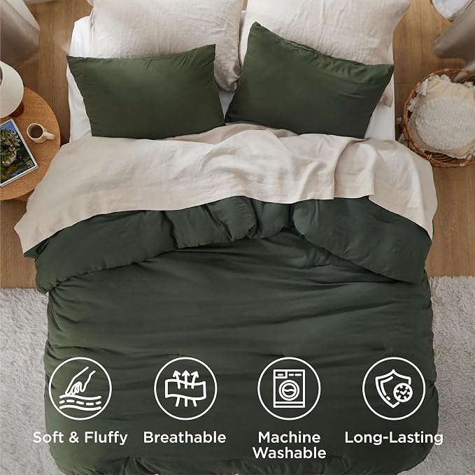 Bedsure King Comforter Set, Dark Green Soft Prewashed Bedding - Image 4