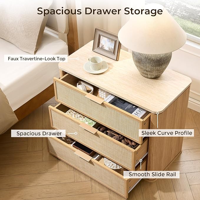 Night Stand, 30.71" W Rattan Nightstand - Image 5