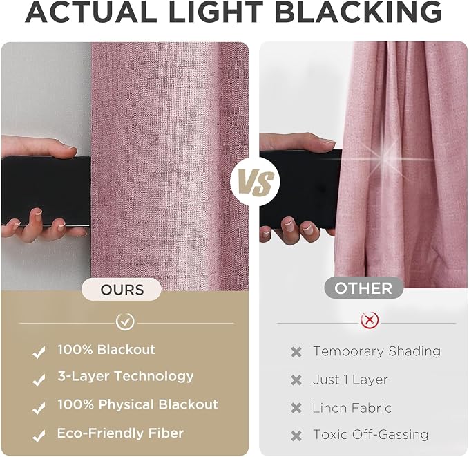 Joydeco Blackout Curtains 120 Inches Long 2 Panels Burg, Room Darkening Curtains - Image 6