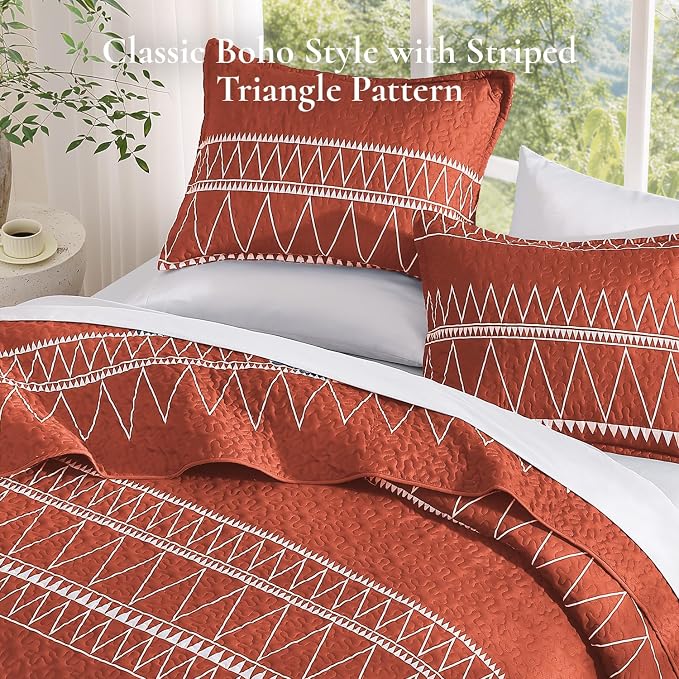 Burnt Orange Oversized Super King Quilt Set - Image 4