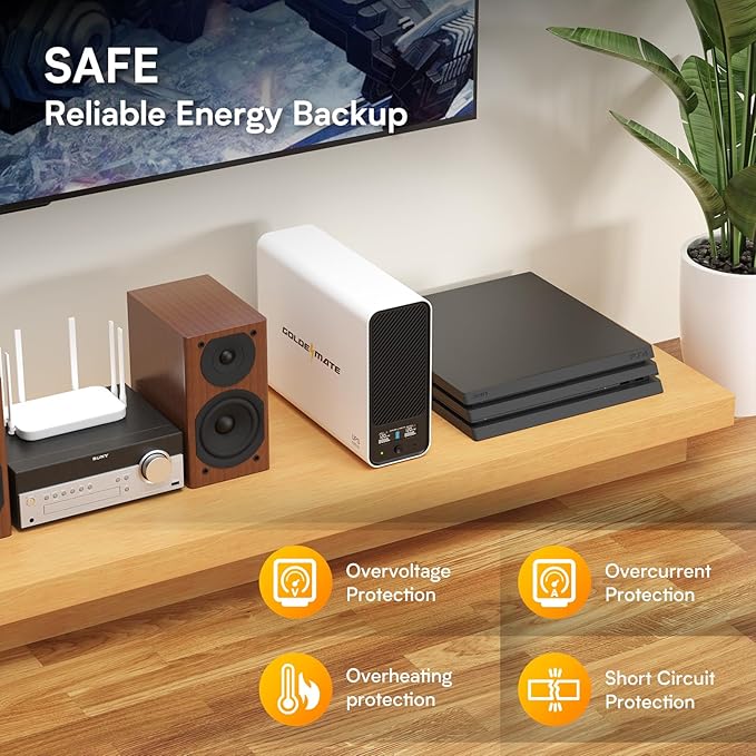 GOLDENMATE 1000VA/800W Lithium UPS Battery Backup and Surge Protector, Backup Battery Power Supply with LiFePO4 Batteries(230.4 Wh), Sinewave UPS System, 10 Years Lifespan, 8 Outlets, LCD Display