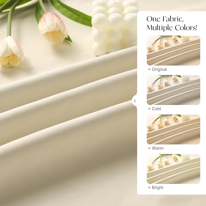 Etherealveil Beige Pinch Pleated Blackout Curtains 2 Panels 40"x63" | Back Tabs - Image 8