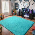 Teal Blue 8x10 Area Rugs for Bedroom, Fluffy Rugs Large Bedroom Carpet | by Yongyangjuxi