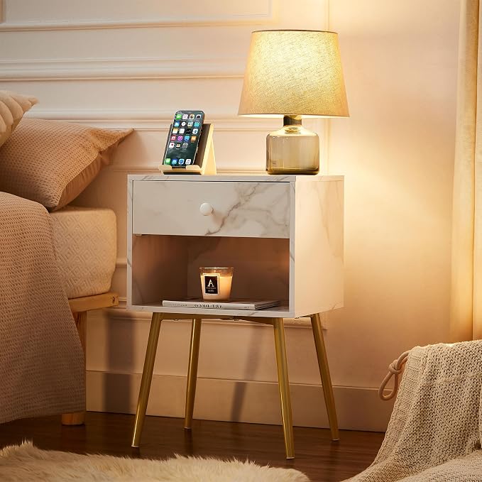 VECELO Nightstands Set of 2, Mid Century Modern End Bedside Table, Night Stand - Image 5