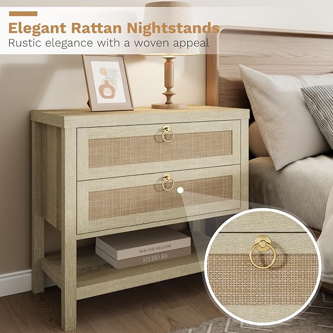 Eclatara Large Rattan Night Stand Set of 2 - Image 5
