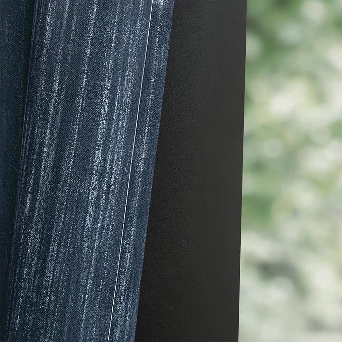 MIULEE Navy Blue and Greyish White Ombre Blackout Curtains 52Wx96L Set of 2 | - Image 9