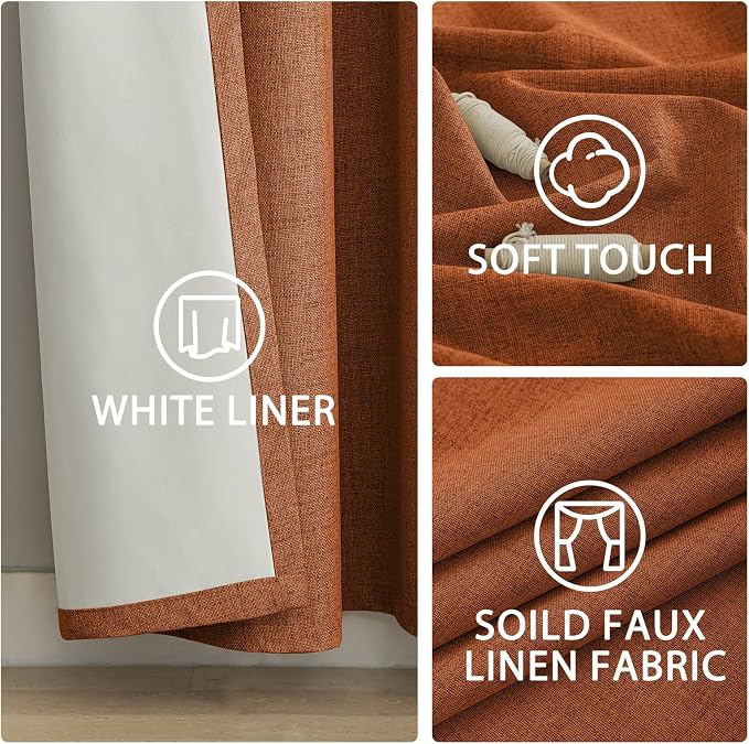 Yakamok Burnt Orange Linen Curtains 72 Inches Long - Image 6