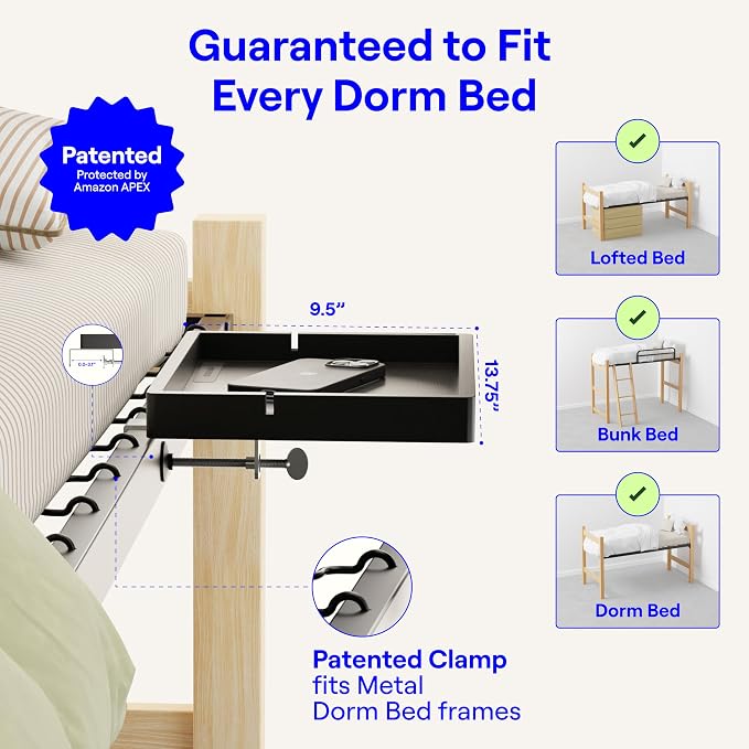 BedShelfie Wood Bedside Shelf for Bunk Bed & Top Bunk, College Dorm Room - Image 2