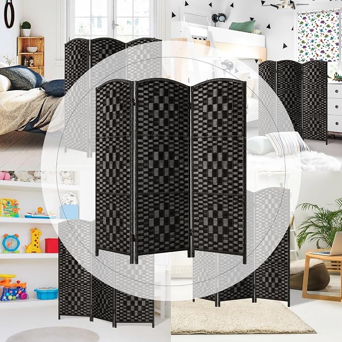 HALLYBEE Short Room Divider, Small Folding Privacy Screens, 3 Panel Black | - Image 7