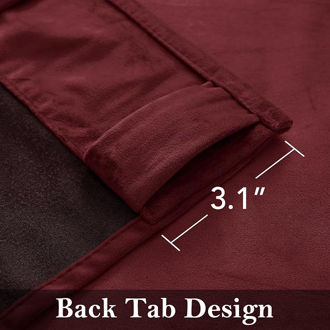 Burgundy Red Theater Curtains 108 inches 2 Panels, Christmas Decor | Heavy Soft - Image 2