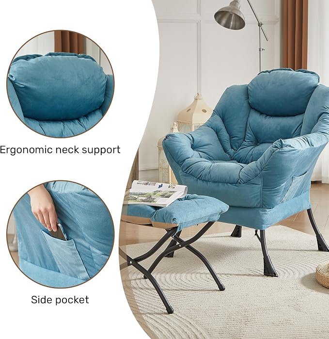 HollyHOME Lazy Chair with Foldable Ottoman, Accent Comfy Lounge Armchair and - Image 4
