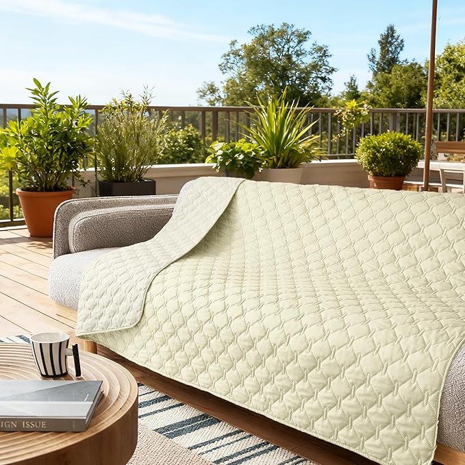 gogobunny 100% Double-Sided Waterproof Dog Bed Cover Pet Blanket Sofa Couch Furniture Protector for Puppy Large Dog Cat, Reversible (82x82 Inch (Pack of 1), Dark Cream/Light Cream)