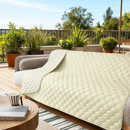 gogobunny 100% Double-Sided Waterproof Dog Bed Cover Pet Blanket Sofa Couch Furniture Protector for Puppy Large Dog Cat, Reversible (82x82 Inch (Pack of 1), Dark Cream/Light Cream)