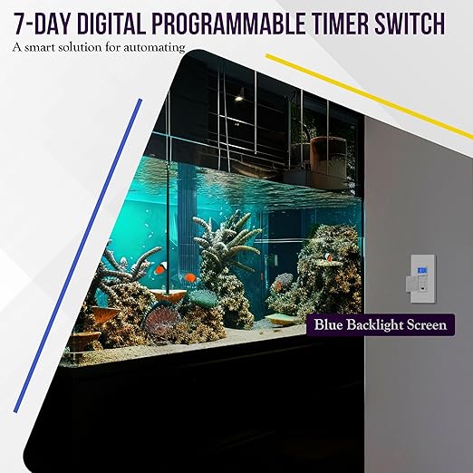 Enerlites 7 Days Digital in-Wall Programmable Timer Switch for Lights, Fans, and Motors, Single Pole, Neutral Wire Required, 7-Day 18 ON/Off Timer Settings, with Blue Backlight, HET01, White, 4 Pack