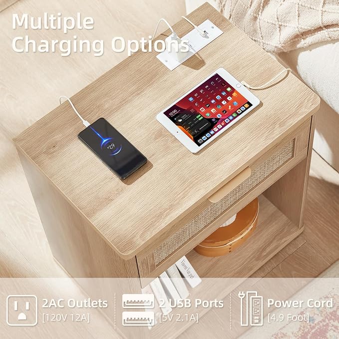 LEYAOYAO Rattan 23" Nightstands - Image 6