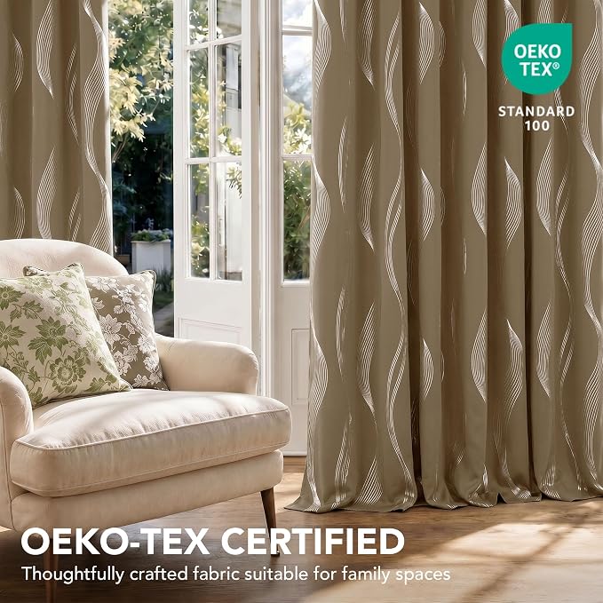 Deconovo Curtains for Living Room, Pattern Blackout Curtains 54 Inches Long | - Image 5