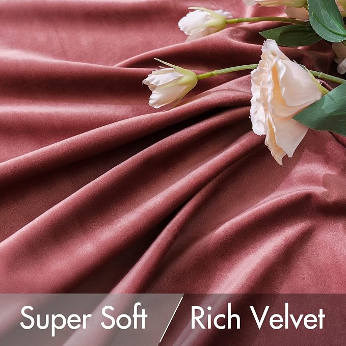 MIULEE Velvet Curtains 52x96 inches 2 Panels Dusty Rose Pink Curtains | Luxury - Image 4