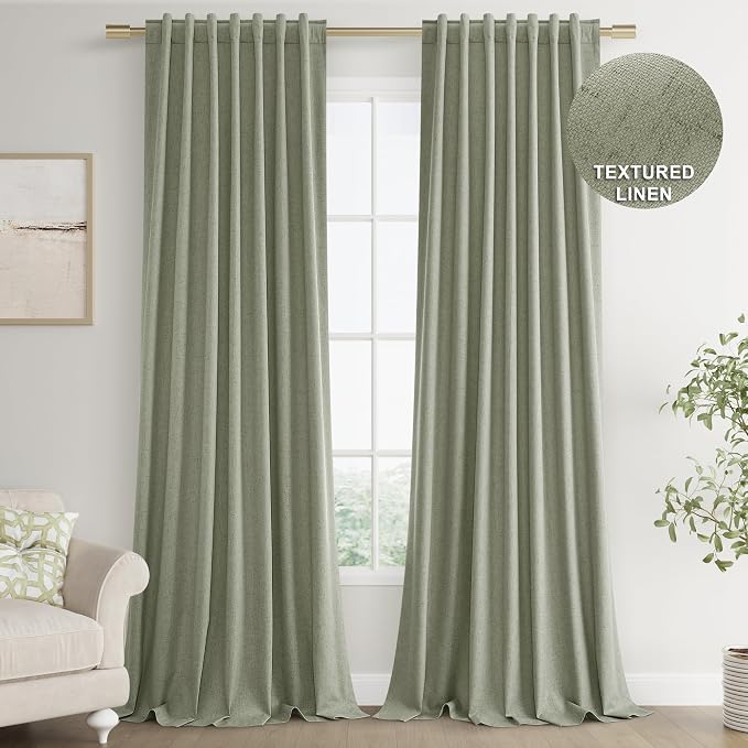 Joywell 100% Blackout Linen Curtains 108 Inch Long - Image 8