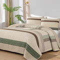 WONGS BEDDING Khaki Quilt Queen Size, Soft Stripe Bedspreads | Reversible by WONGSBEDDING