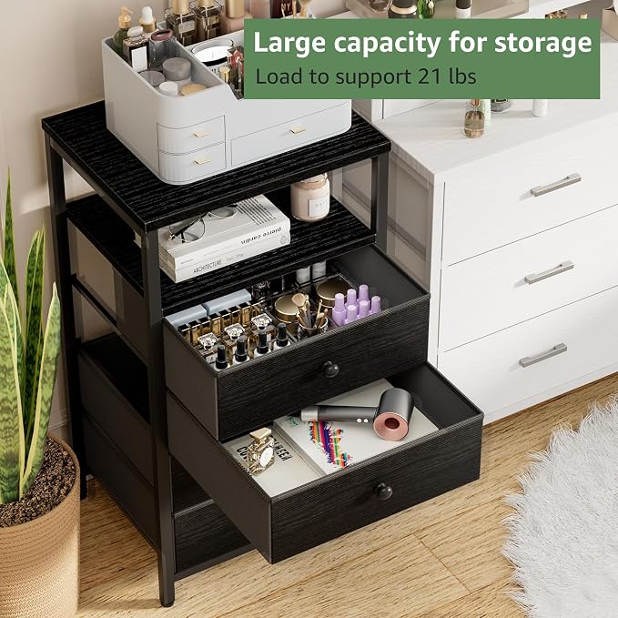 BOLUO Tall Night Stand with Drawers, Small White 4 Drawer Dresser - Image 5