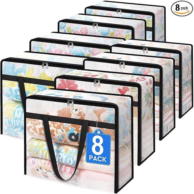 BlissTotes Moving Bags 90L 8PCS, Transparent Containers by BlissTotes