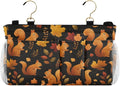 Black Orange Squirrel Leaves Falling Bedside Caddy by QwThum