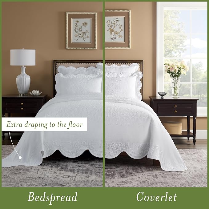 Charleston Estate Modern Farmhouse Floral Matelasse Coverlet - Image 3