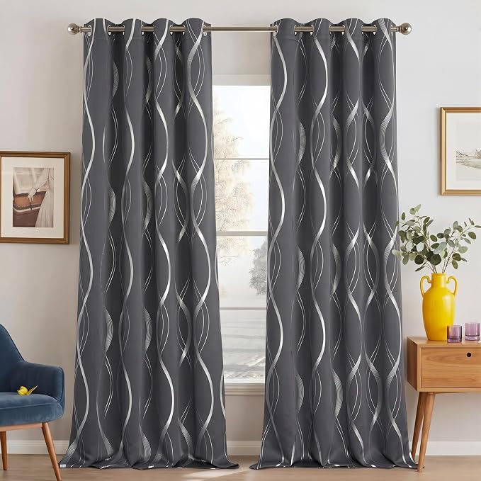 NICETOWN Grey Blackout Striped Pattern Curtains by NICETOWN