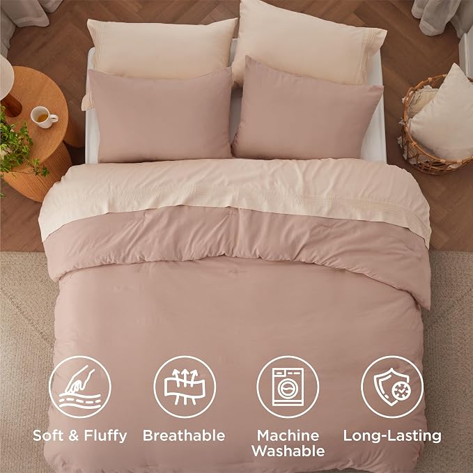 Bedsure King Comforter Set, Light Pink Soft Prewashed Bedding - Image 4