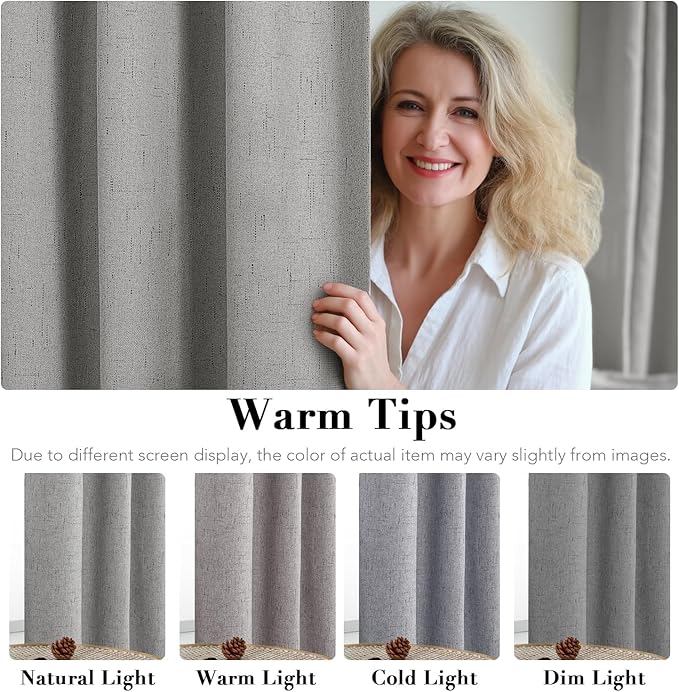 H.VERSAILTEX Linen Blackout Curtains 54 Inches Long 100% Blackout Thermal - Image 5
