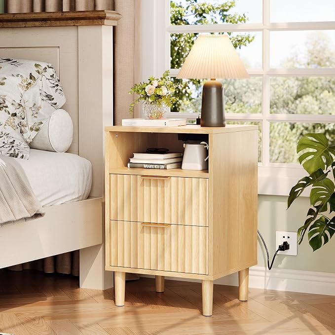 VINGLI Fluted Nightstands Set of 2 - Image 8