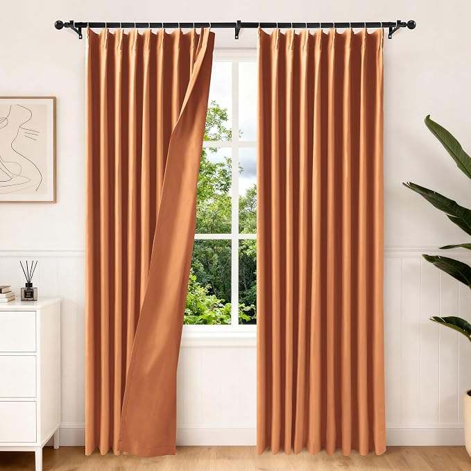 Etherealveil Terracotta Pinch Pleated Blackout Curtains 2 Panels 60"x102" | by Etherealveil