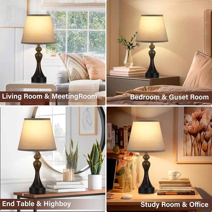 Touch Lamps for Nightstand, 3 Way Dimmable Bedside Lamps - Image 4