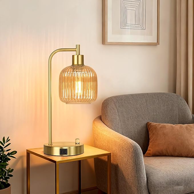 Champagne Glass Table Lamps Set of 2, Dimmable Bedside Lamps - Image 6